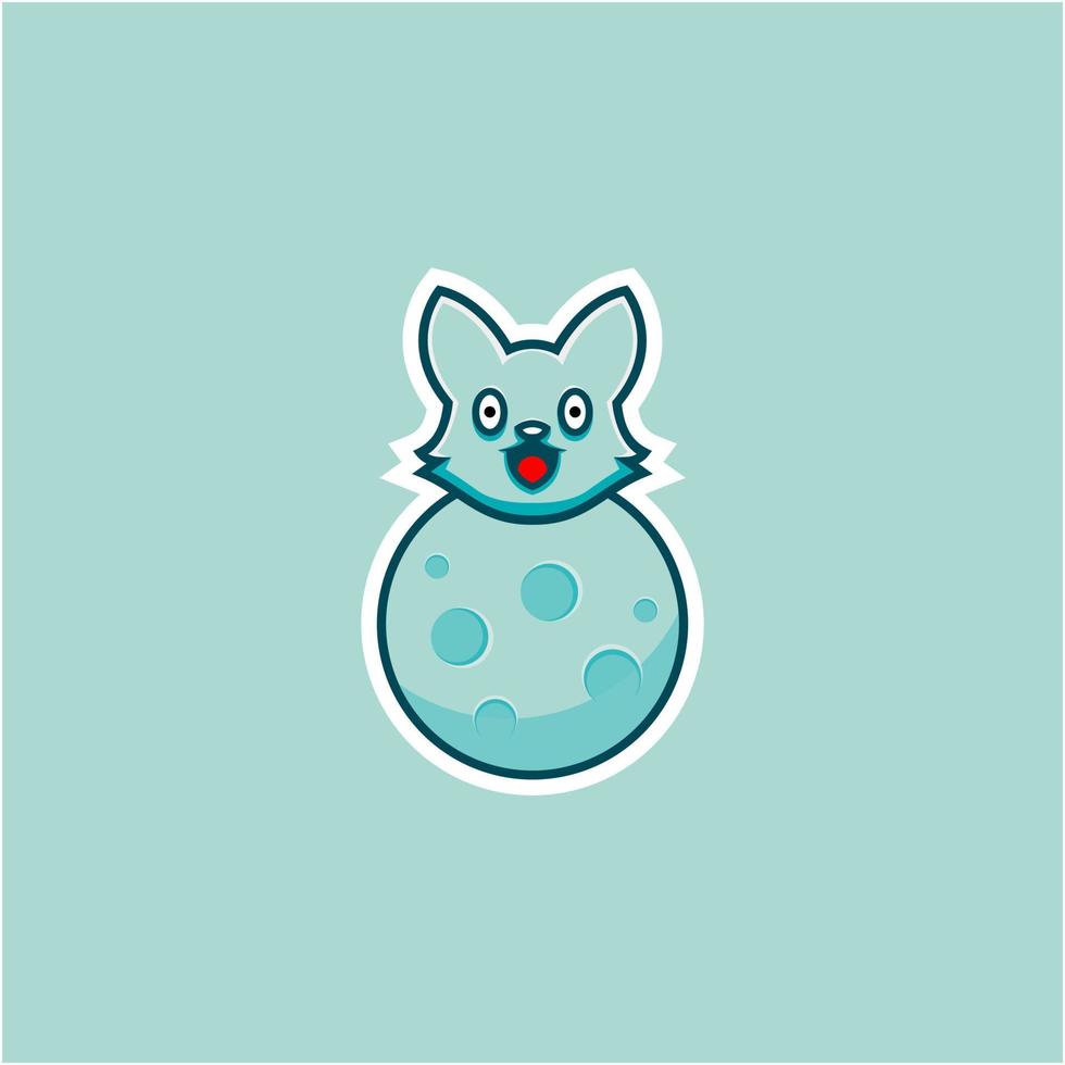 cute fox illustration on planet in cartoon style vector