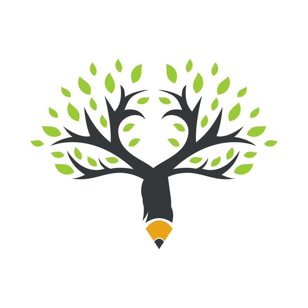 creative pencil tree logo design vector