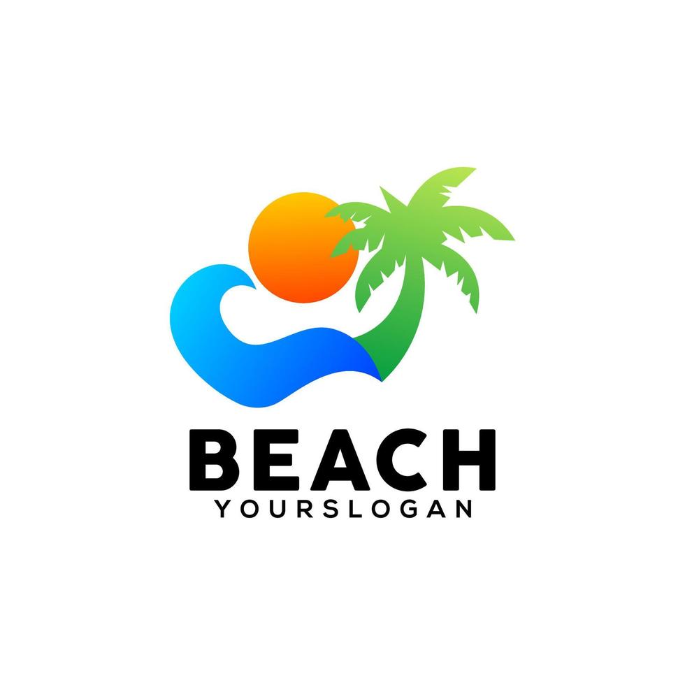 beach colorful  logo design template vector