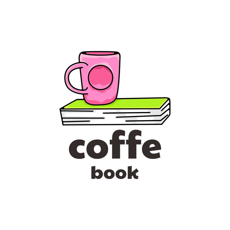 ilustración de logotipo de libro y café vector