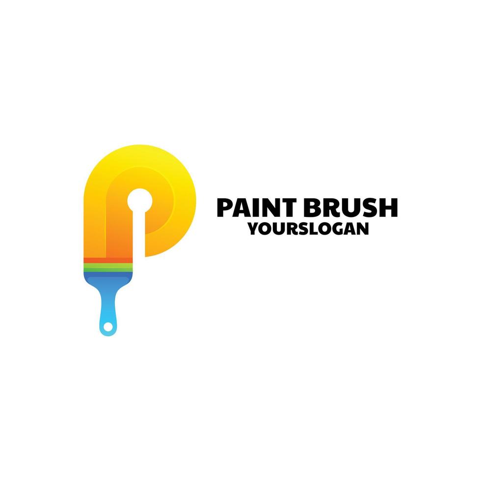 logotipo colorido del pincel de pintura de la letra p vector