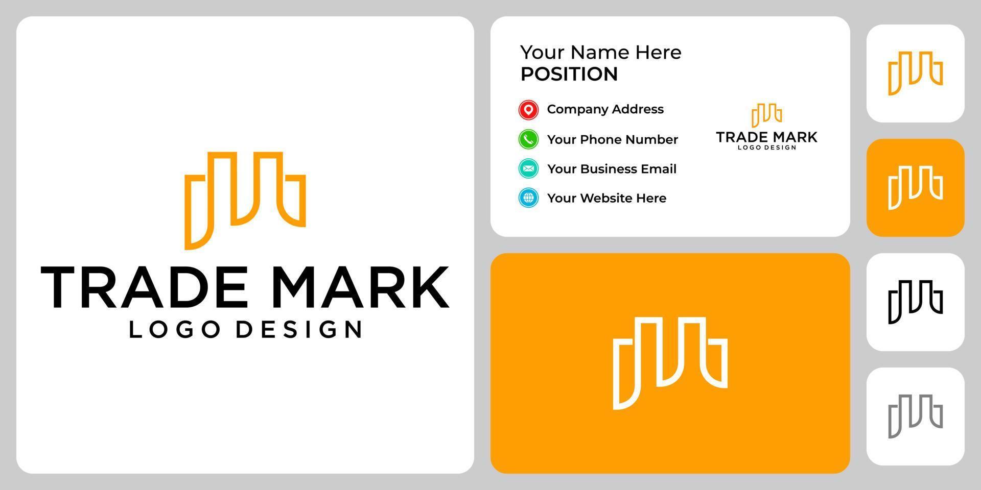Letter T M monogram trademark logo design with business card template. vector