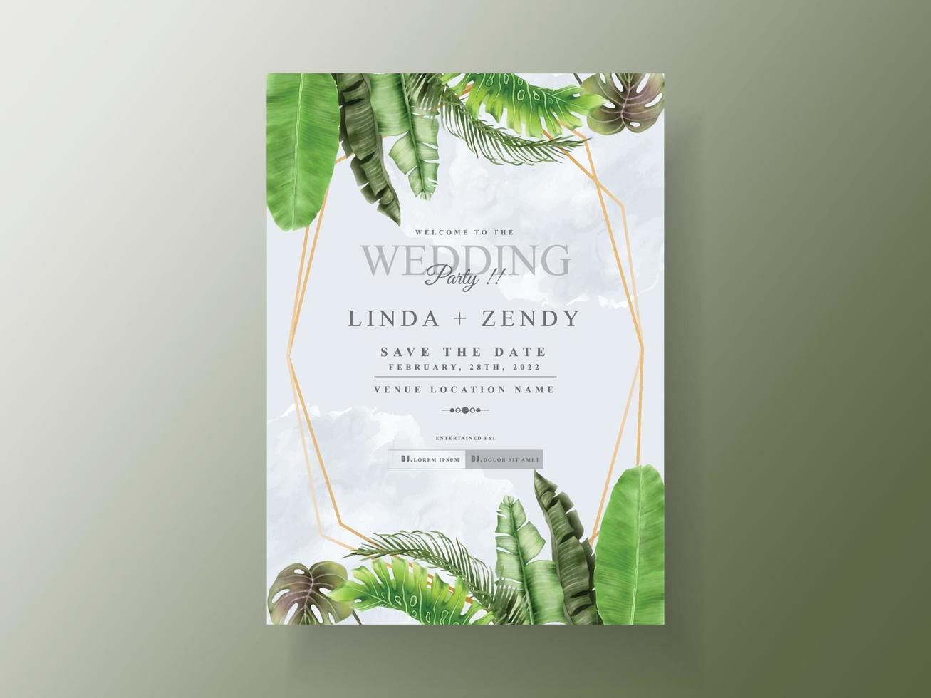 Exotic floral tropical wedding invitation card template vector