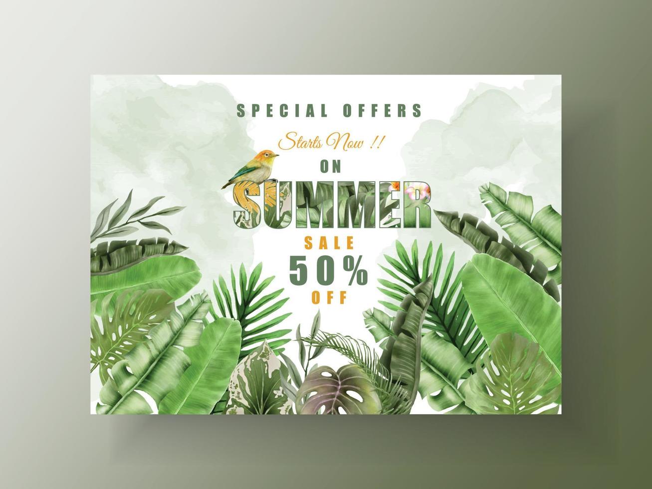 Exotic floral tropical for banner or flyer template vector