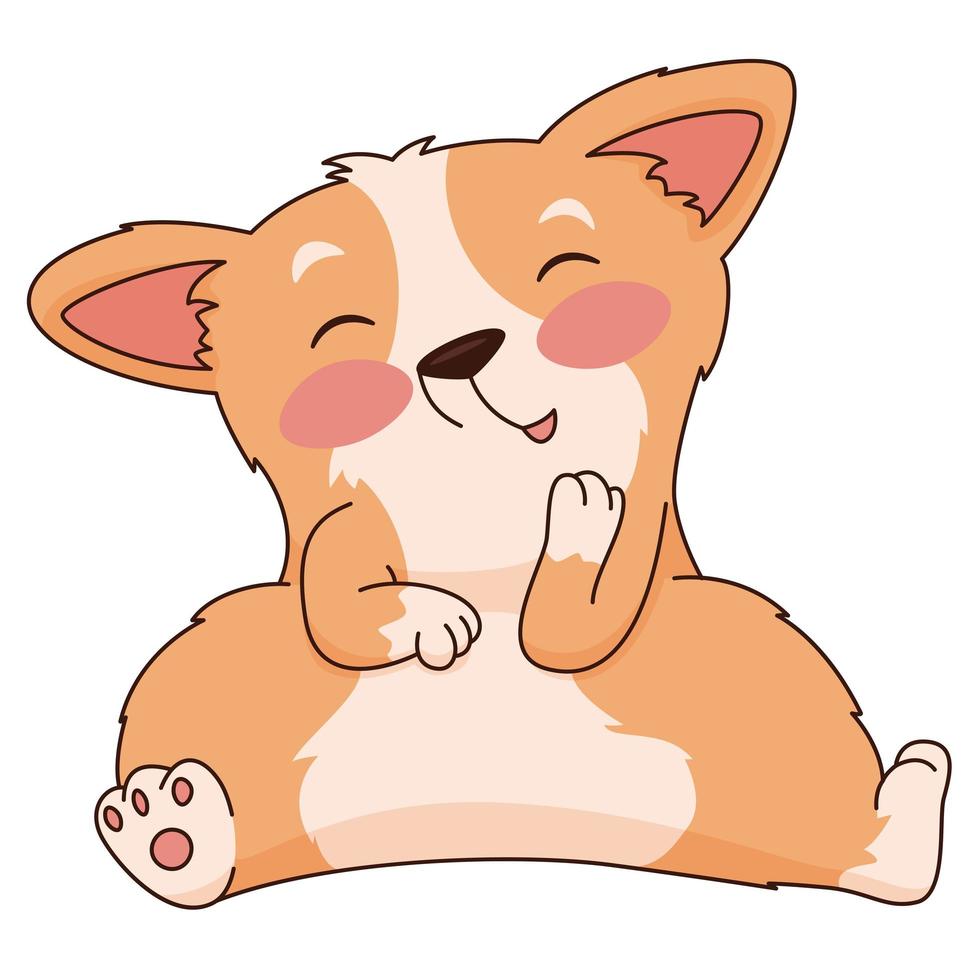 welsh corgi smile vector cartoon sticker illustration