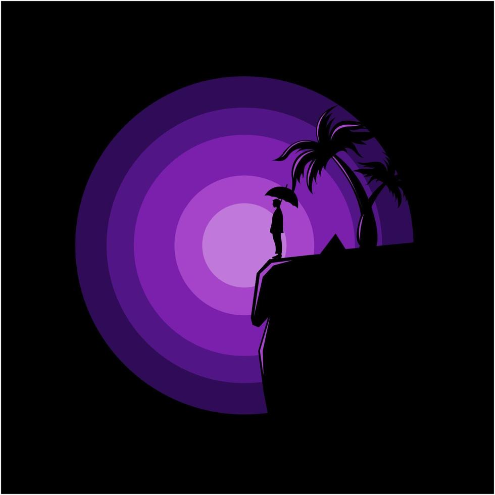vector silhouette logo illustration of a man on a cliff