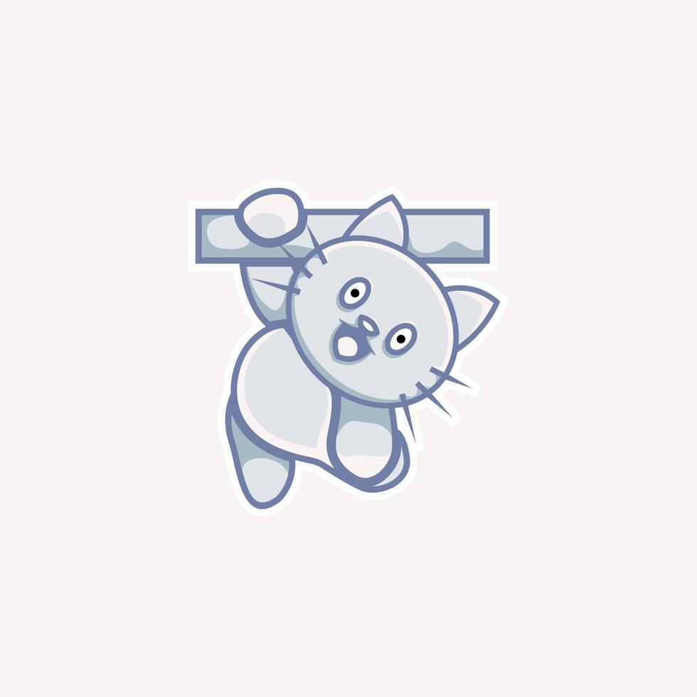 cute cat illustration hanging in cartoon style vector