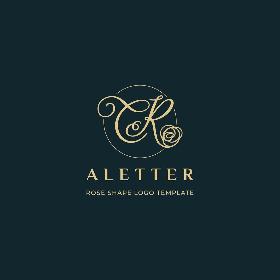 CR Initials Letter Mark with Rose Logo Template vector