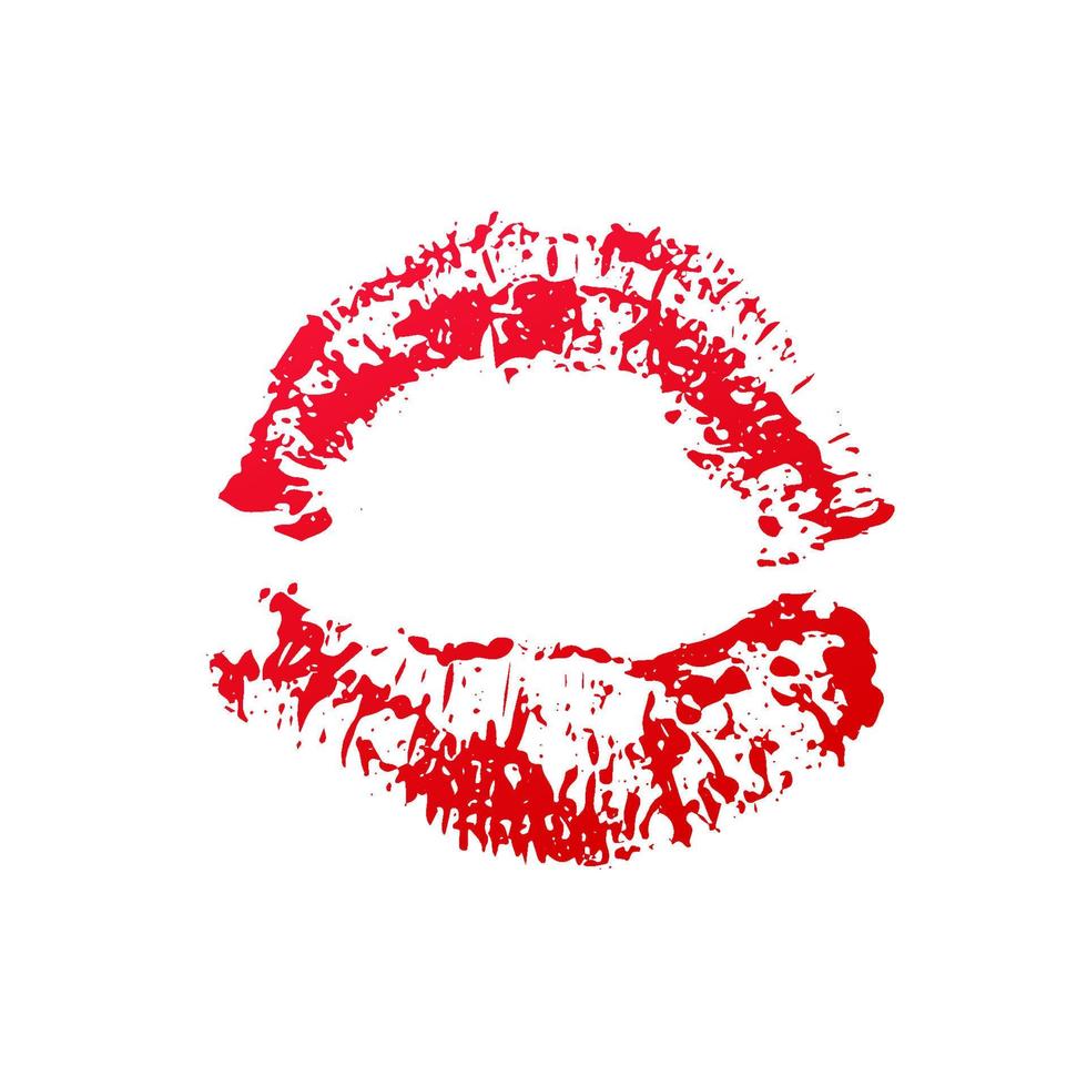 Red lipstick kiss on white background. Imprint of the lips. Valentines day theme print. Kiss mark vector illustration. Easy to edit template for greeting card, poster, banner, flyer, label, etc.