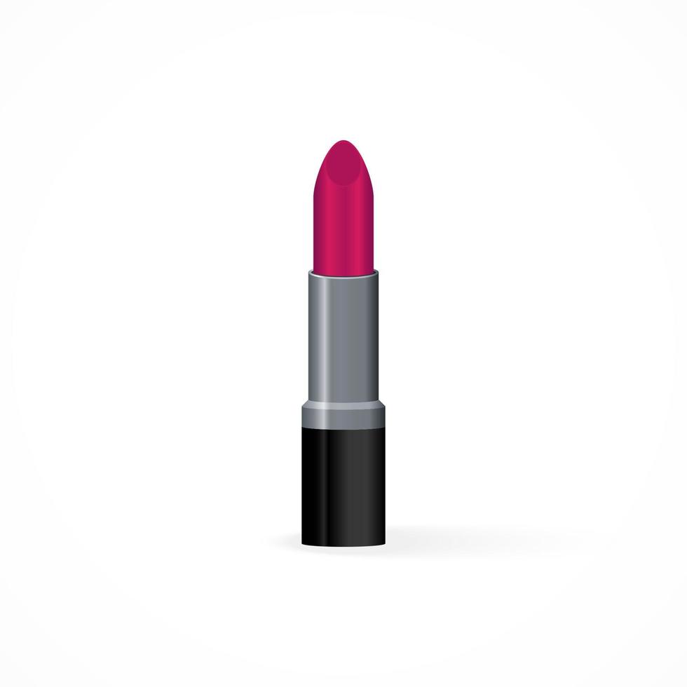 Realistic pink lipstick on white background. Makeup accessory. Fashion cosmetics vector illustration.Design for beauty salons, social media, websites, glamour catalogs, banners, mockups.