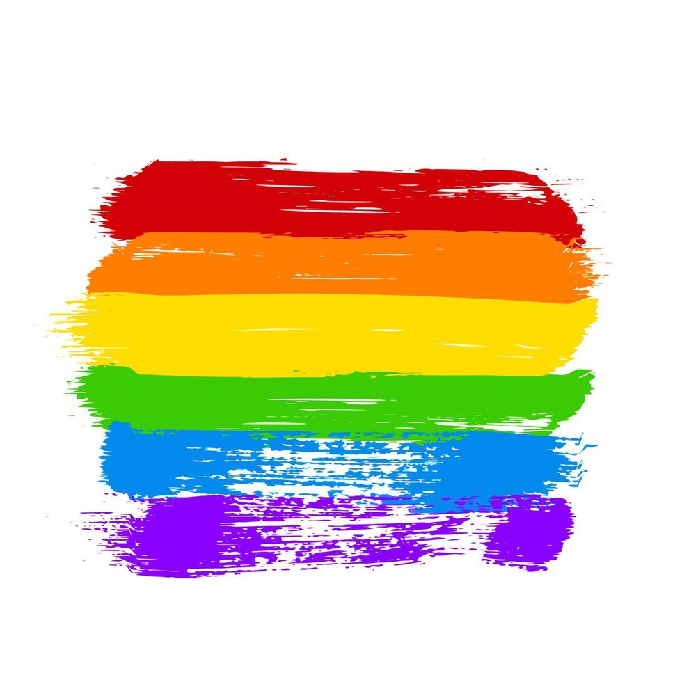 LGBT community flag. Acrylic brush strokes the colors of the rainbow isolated on white. Symbol of LGBTQ lesbian, gay pride, bisexual, transgender social movements. Easy to edit vector design template.