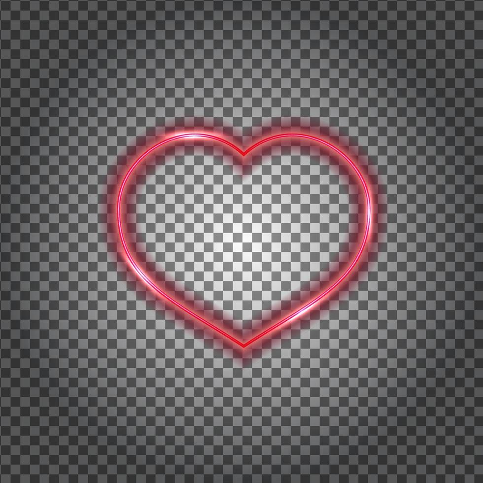 Red glowing neon heart. Isolated on transparent. Vector illustration.