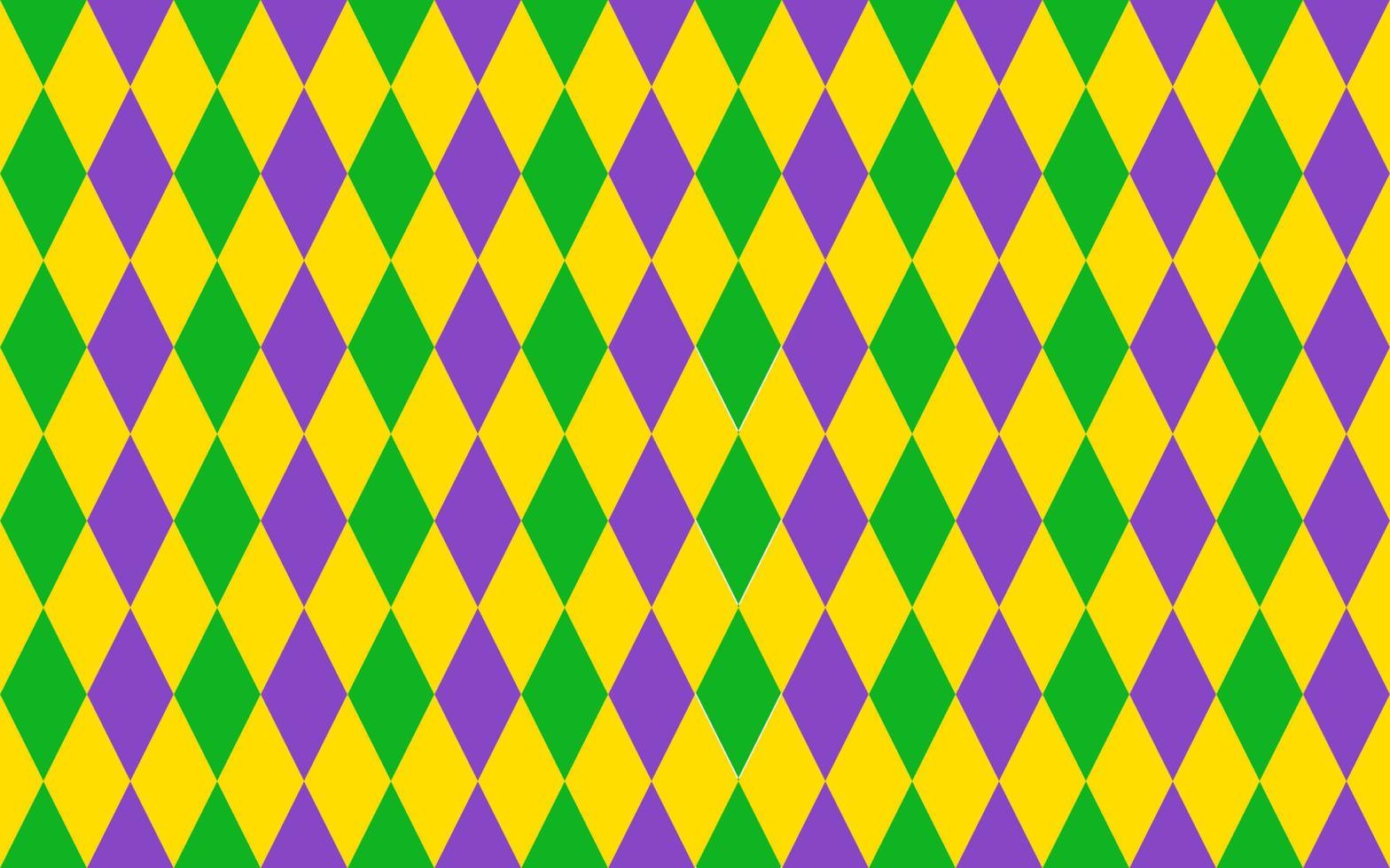 Traditional Mardi Gras seamless pattern. Green, purple and yellow geometric vector background. Easy to edit design template for your projects.