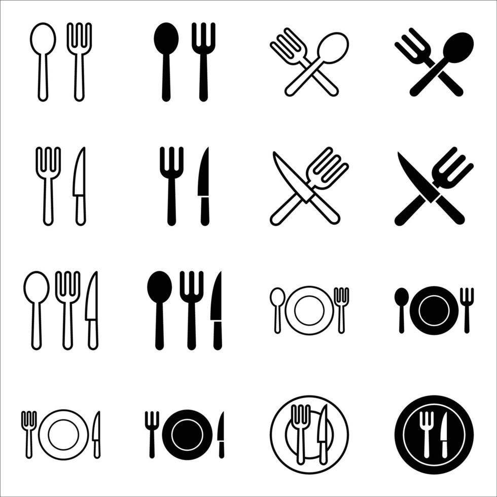 flatware icon set vector design template in white background