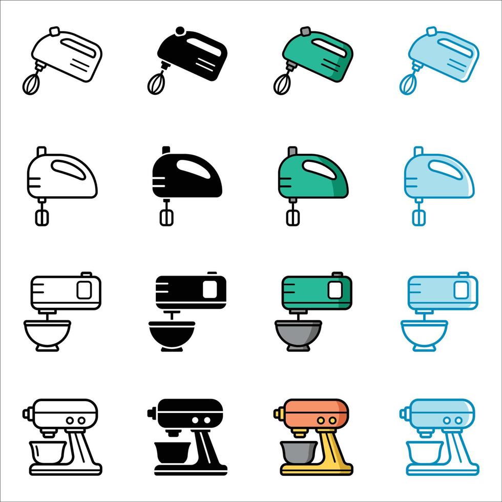 hand mixer icon set vector design template in white background