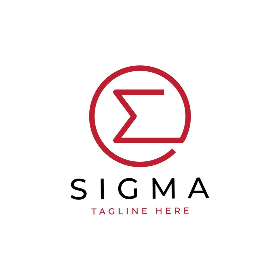 diseño de logotipo de sigma rojo simple y único en círculo vector