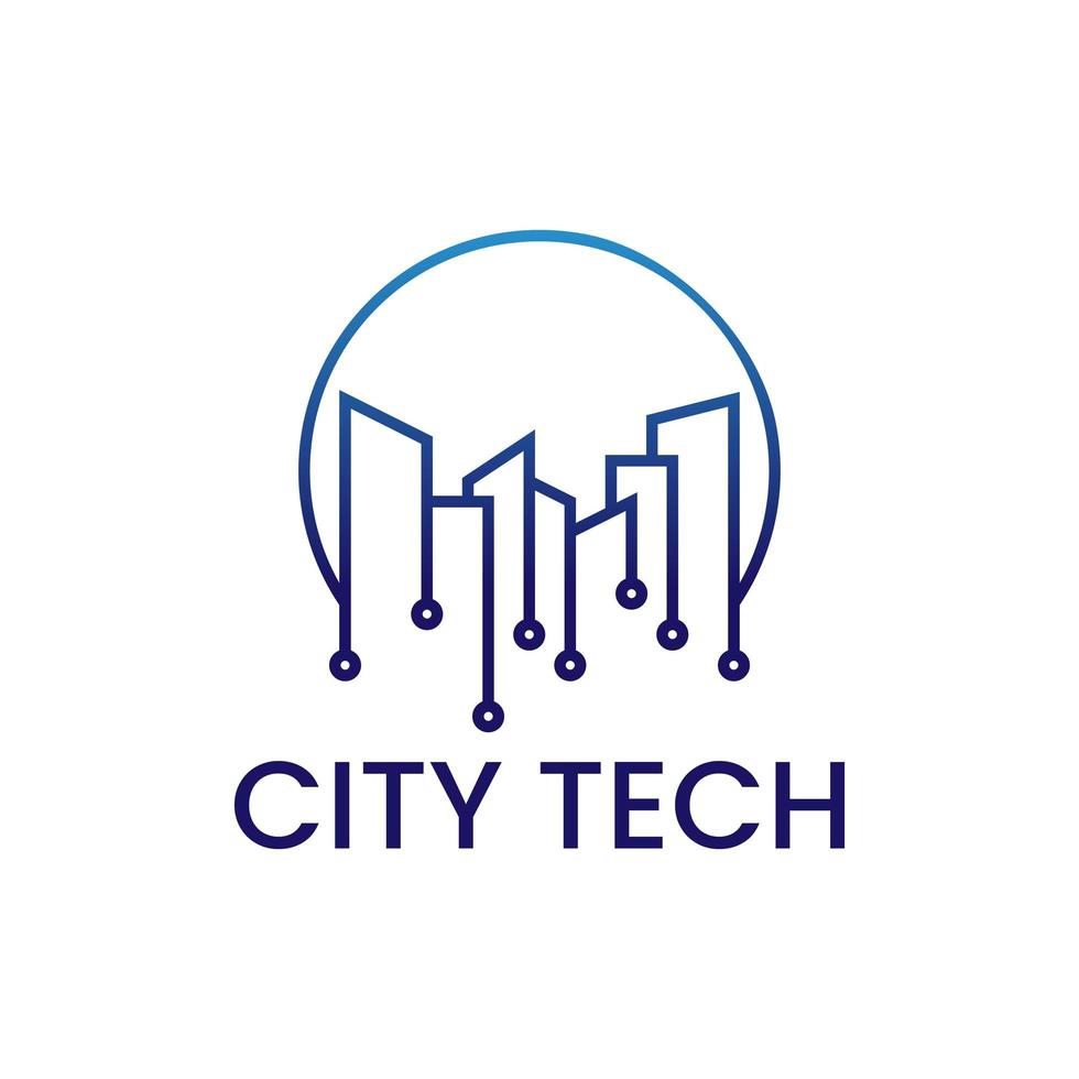 city technology logo design vector