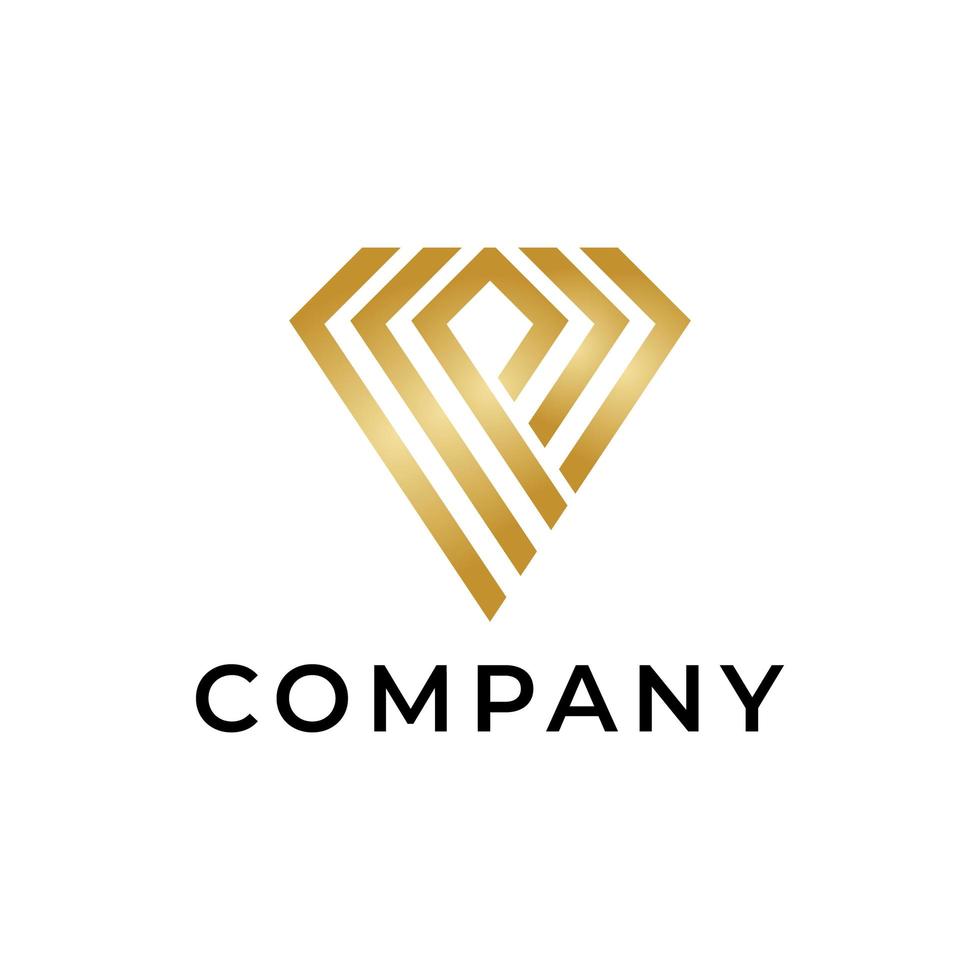 diseño de logotipo de diamante letra p vector