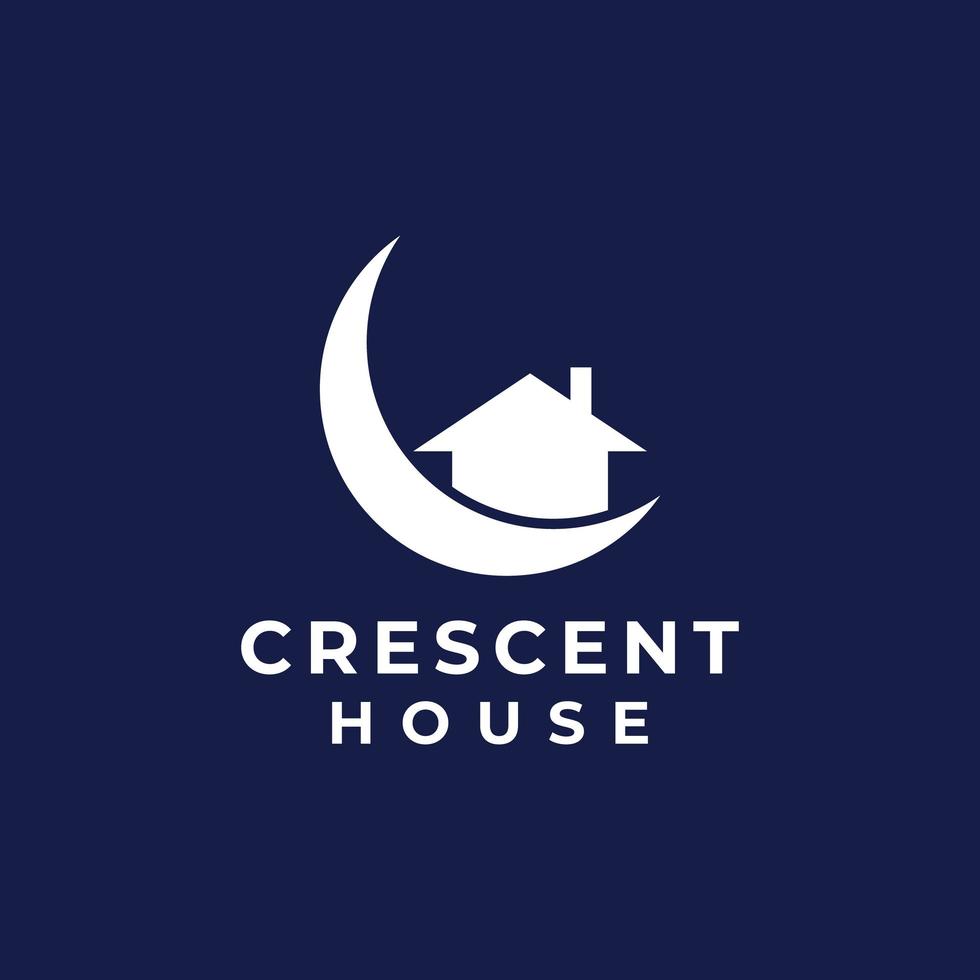 crescent house logo design vector