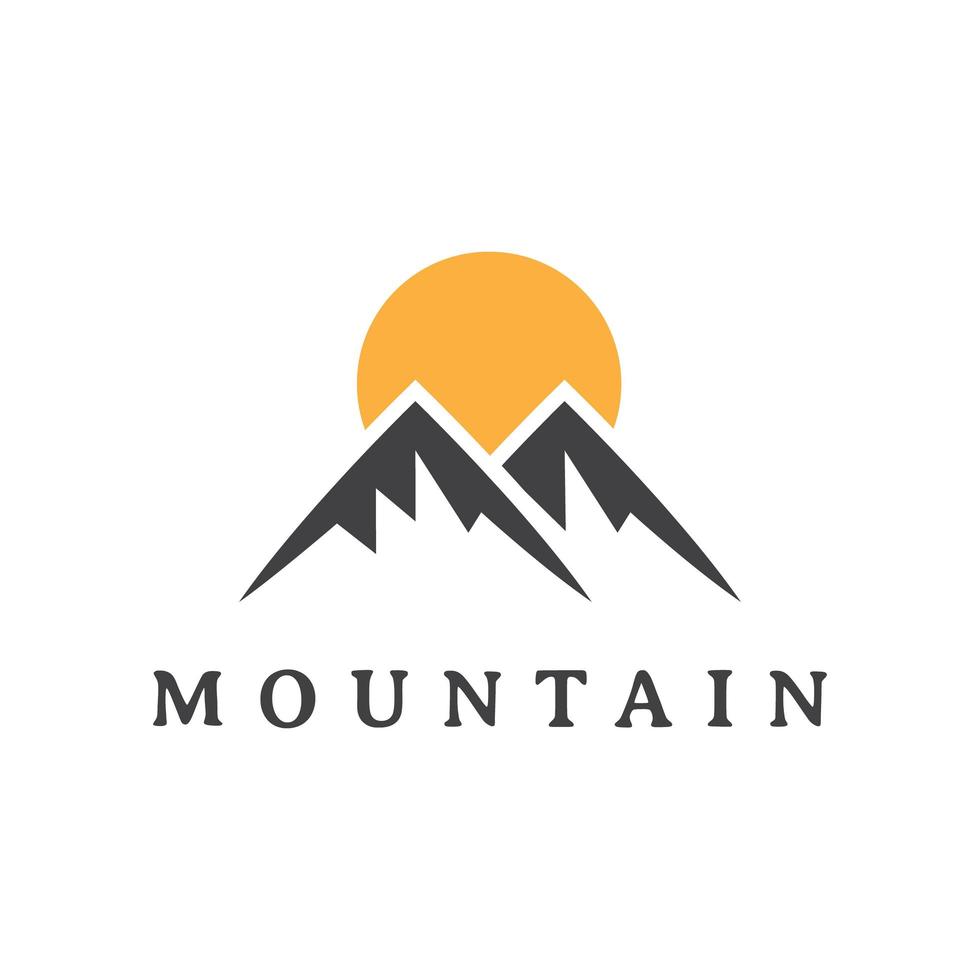 mountain or peak with sun logo design vector