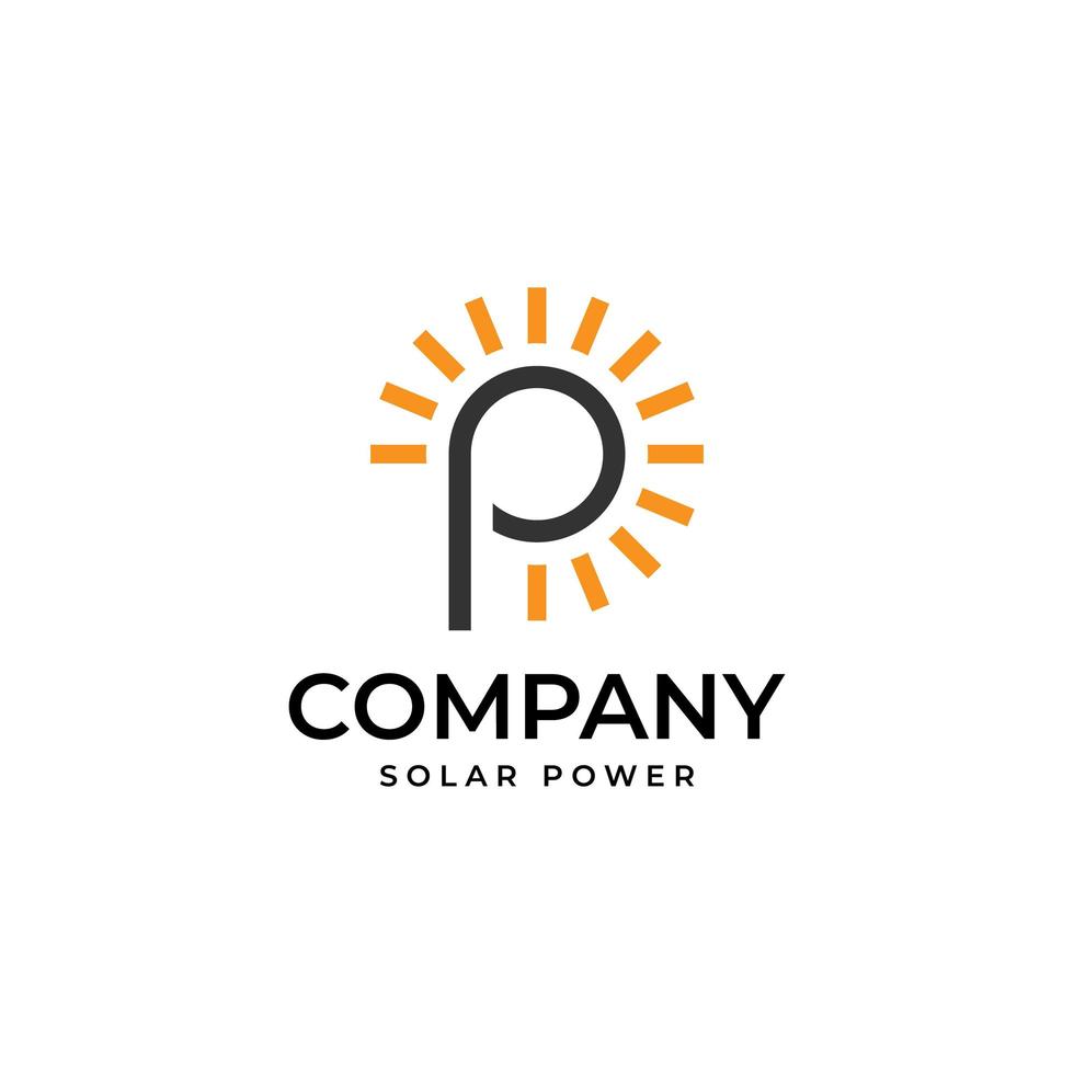 letter P solar logo template vector