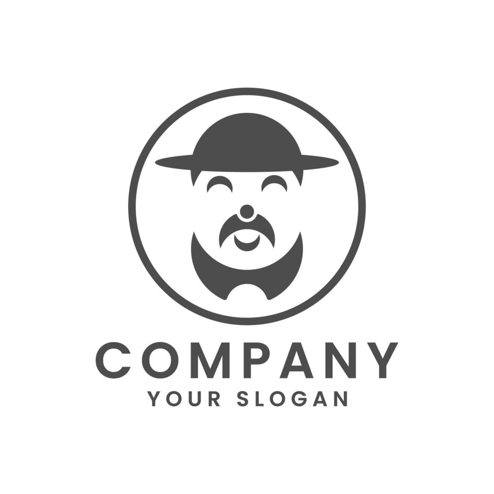 man in hat logo design vector