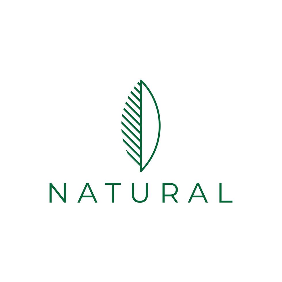 natural leaf line logo design vector