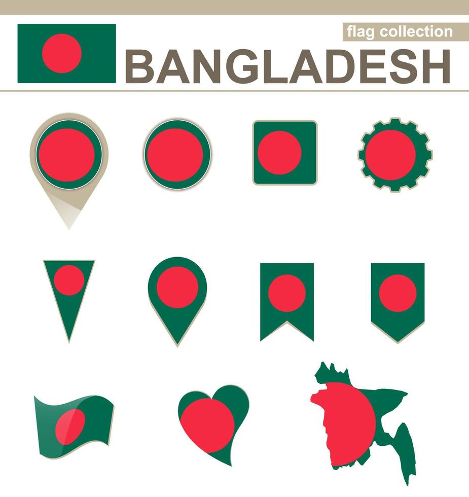 colección de banderas de bangladesh vector