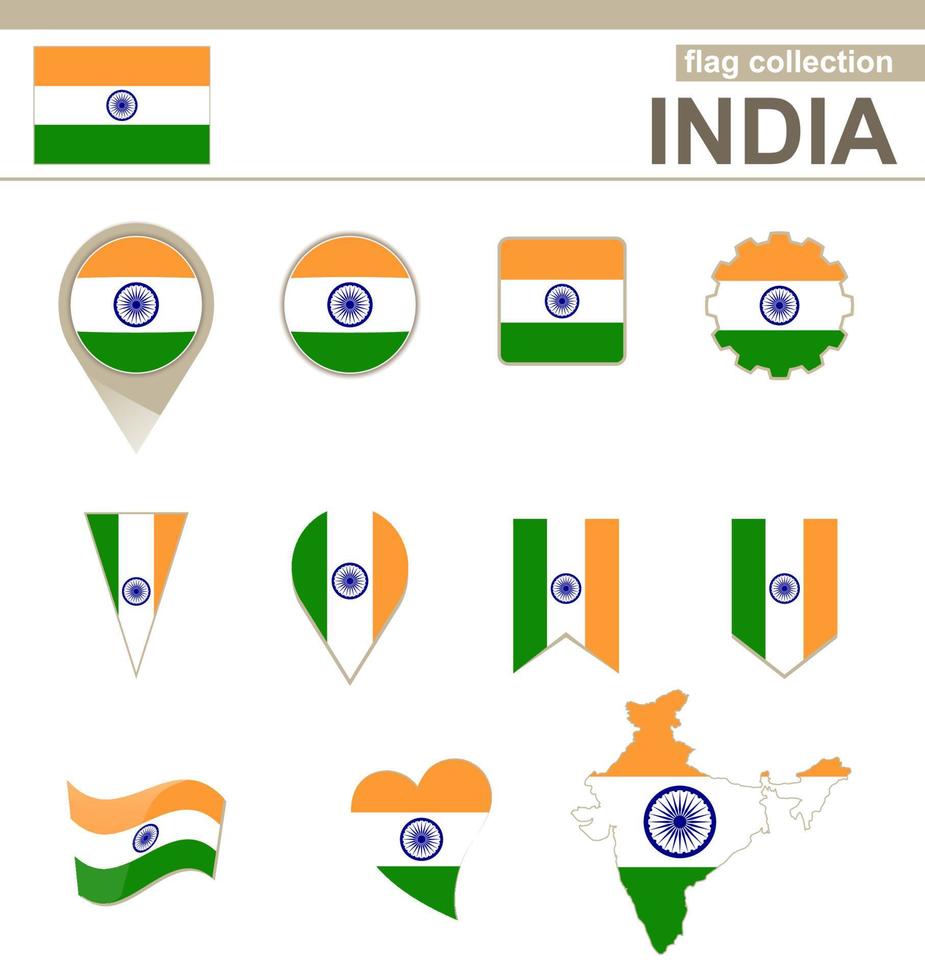 colección de bandera india vector