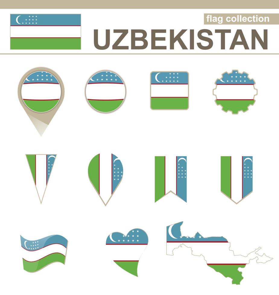 Uzbekistan Flag Collection vector