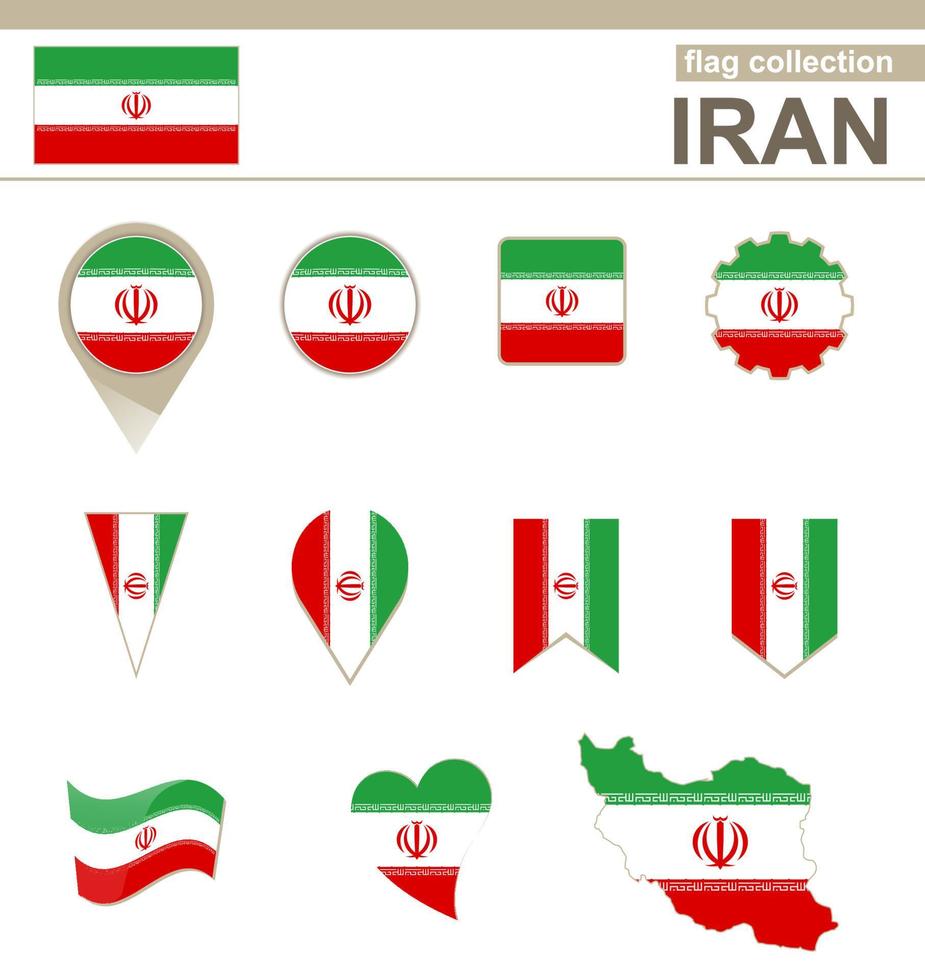 colección de la bandera de Irán vector