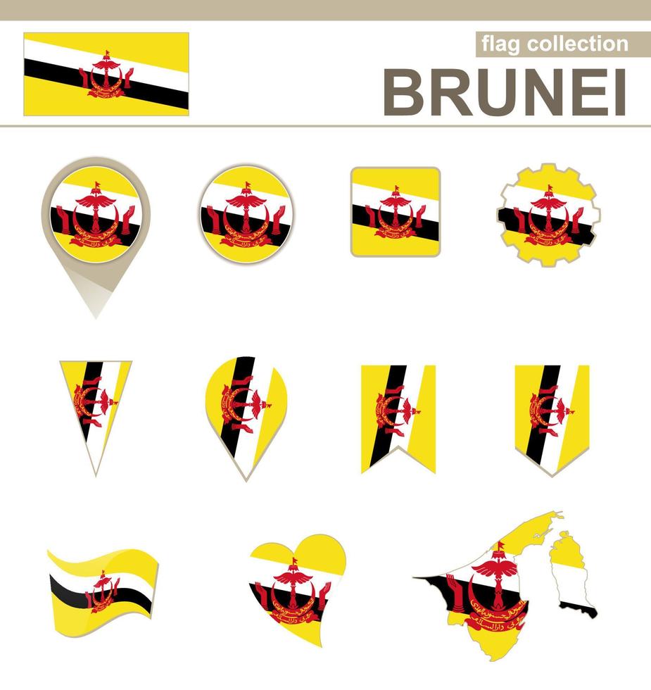 colección de banderas de brunéi vector