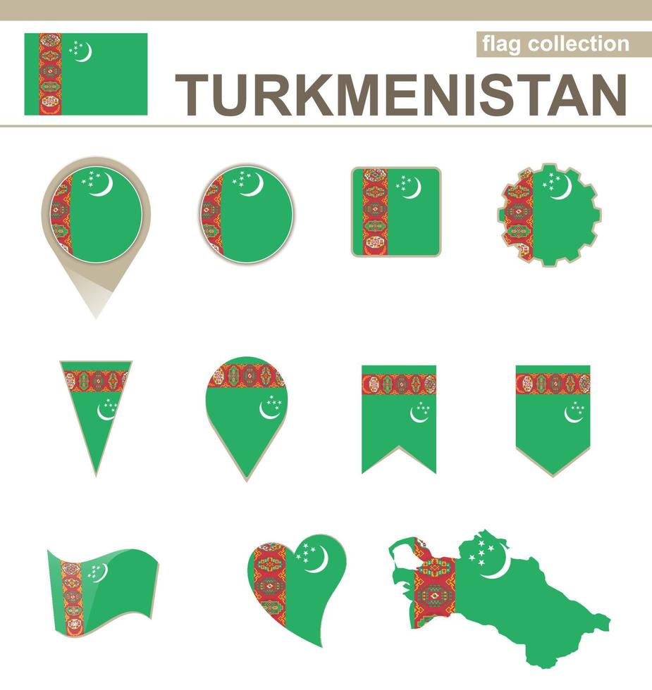 colección de banderas de turkmenistán vector