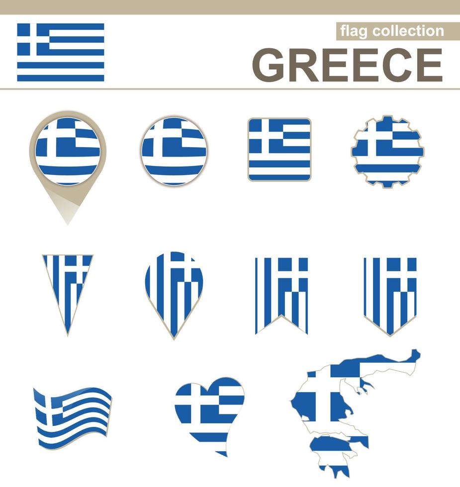 colección de banderas de grecia vector