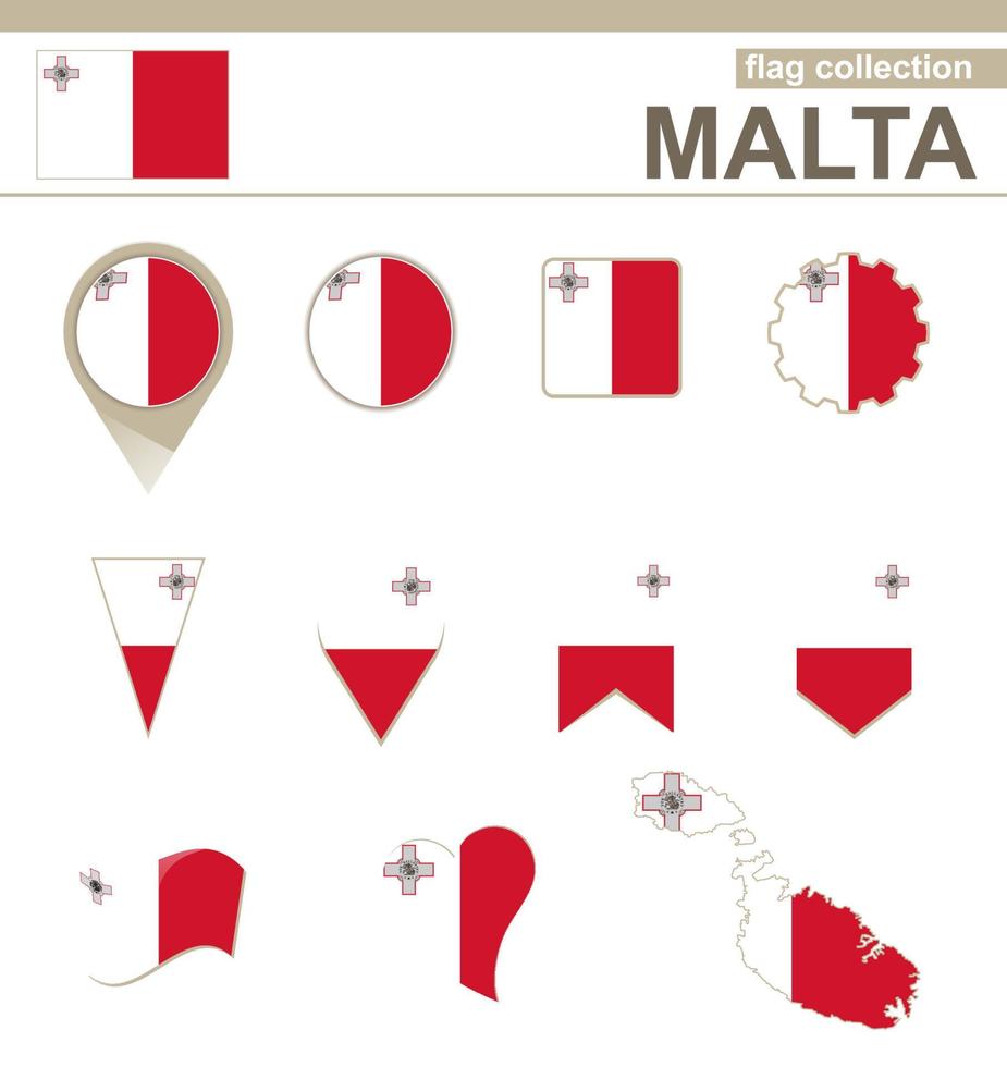 colección de banderas de malta vector