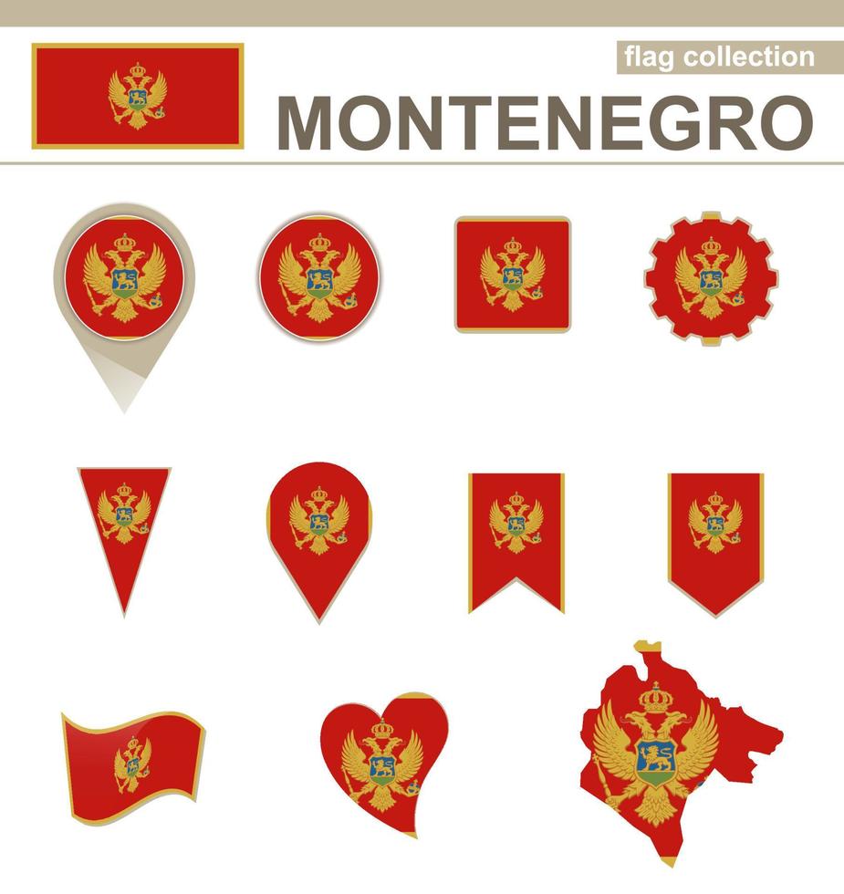 colección de banderas de montenegro vector