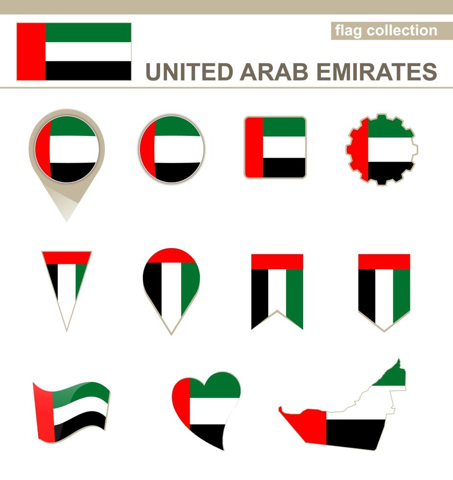 colección de banderas de los emiratos árabes unidos vector