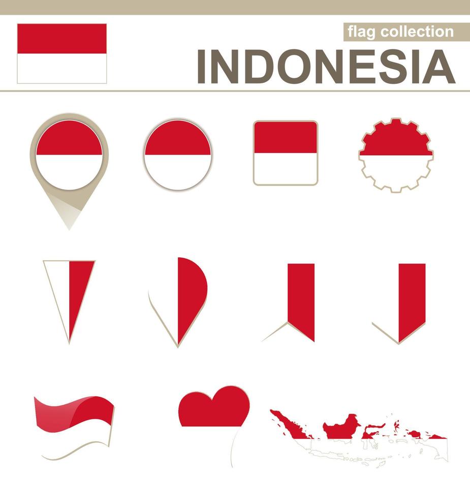 colección de banderas de indonesia vector