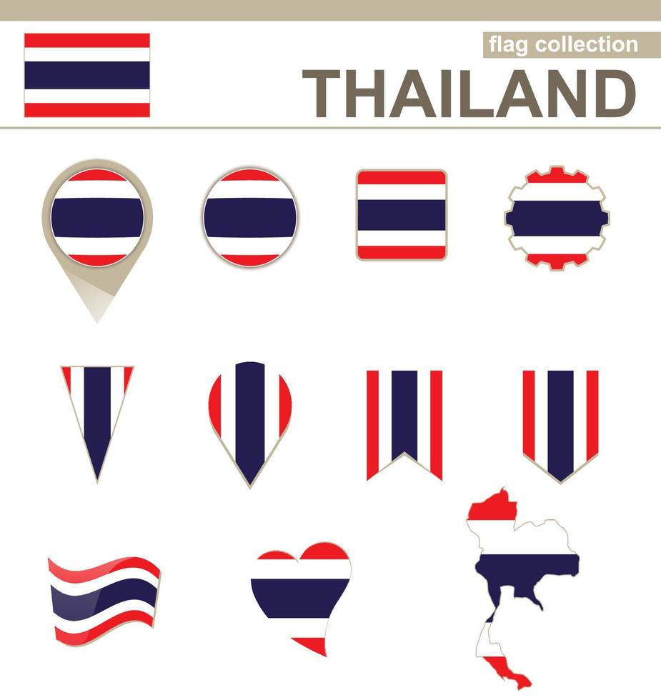 colección de banderas de tailandia vector