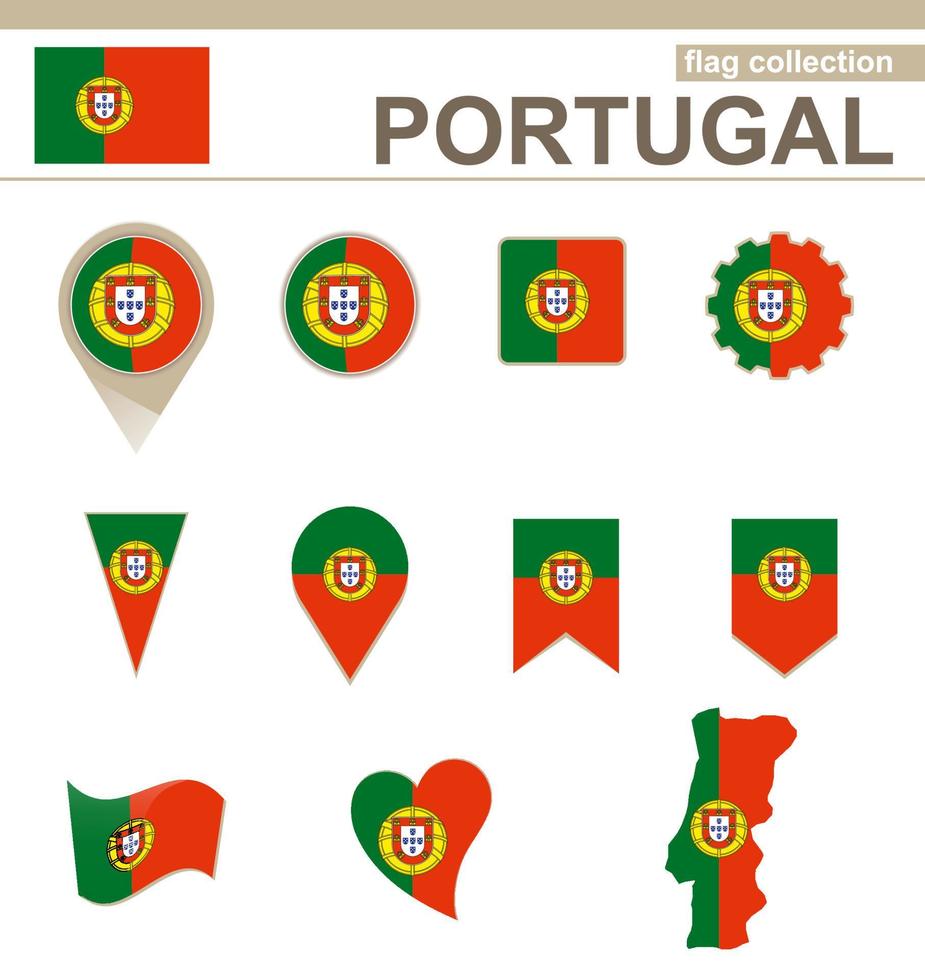 colección de banderas portuguesas vector