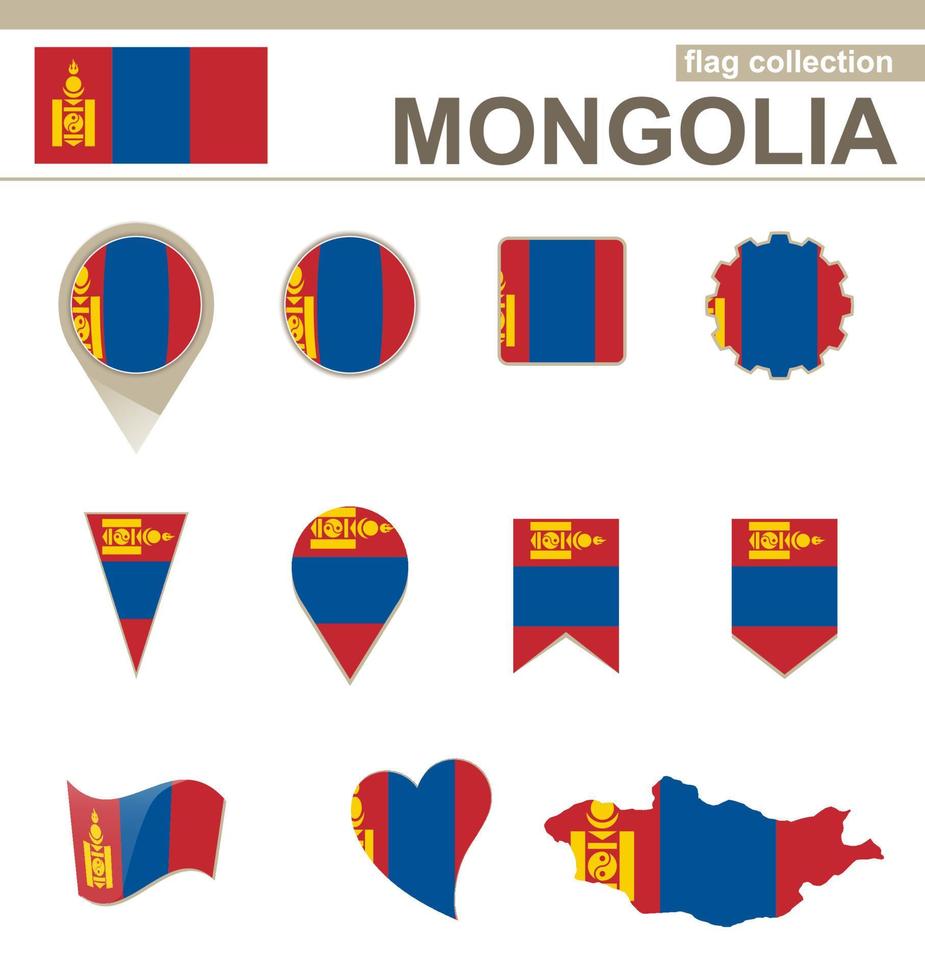colección de banderas de mongolia vector