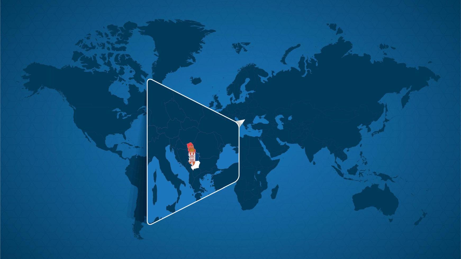 mapa detallado del mundo con un mapa ampliado de serbia y los países vecinos. vector