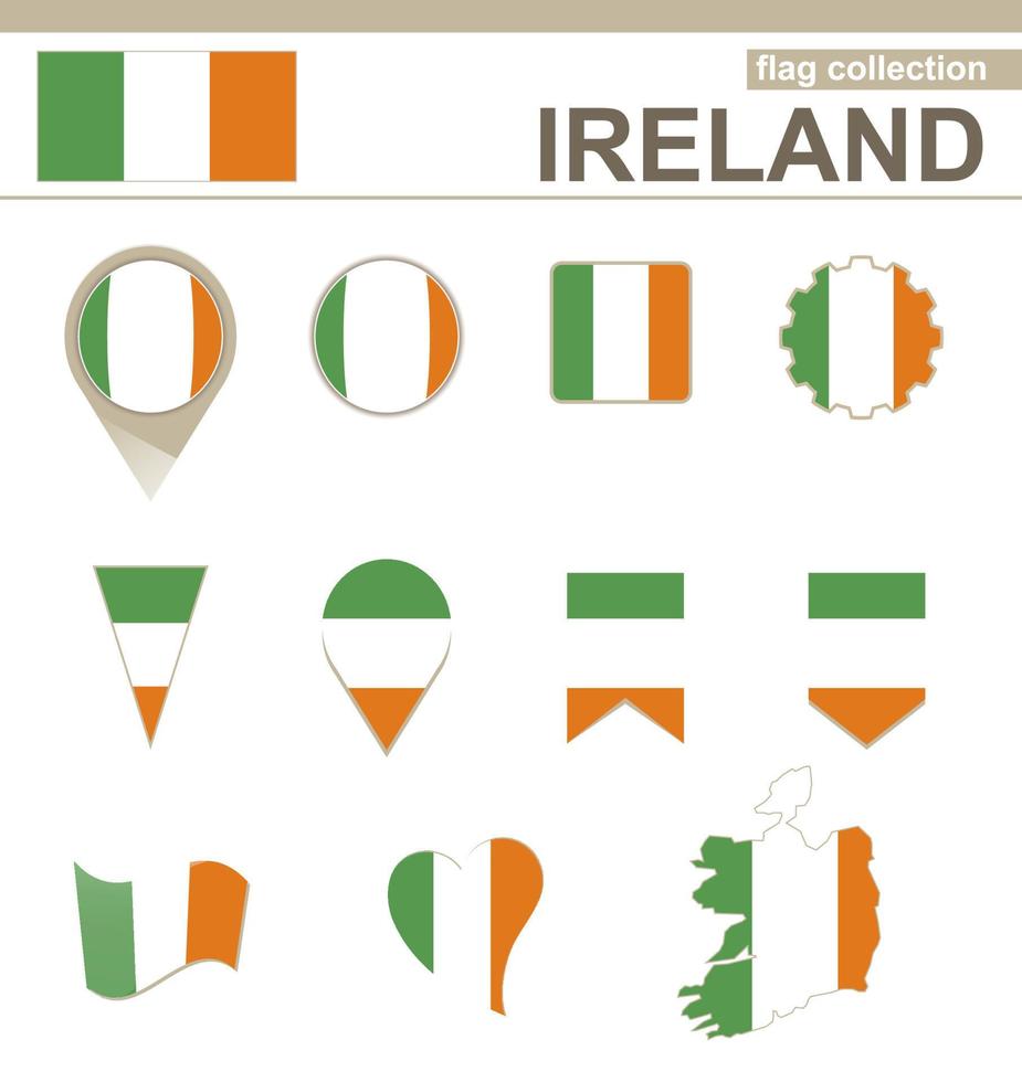 colección de banderas de irlanda vector