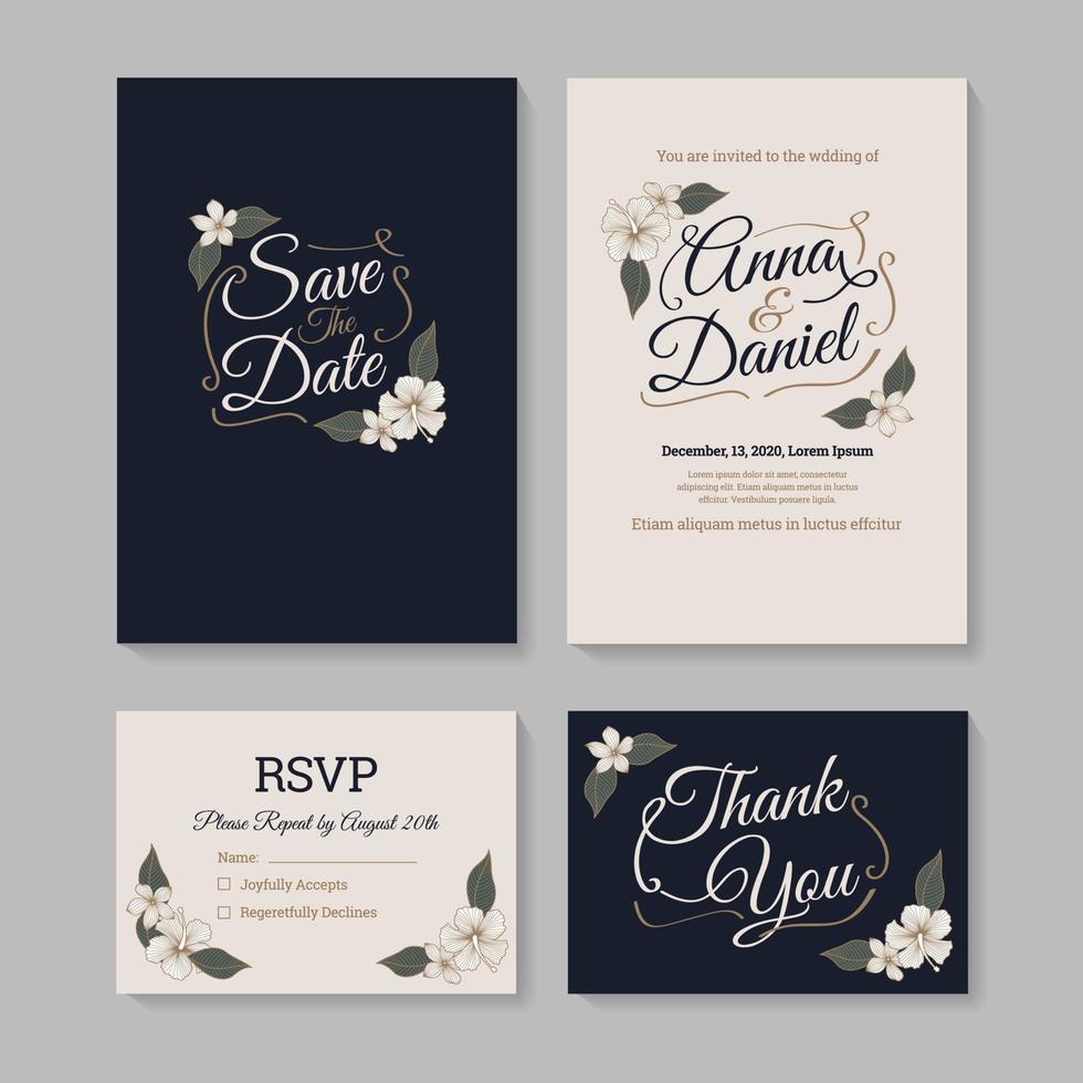 Wedding Invitation Card template, with leaf and floral background vector