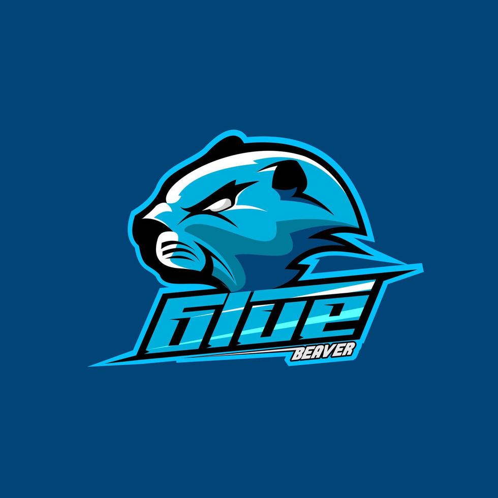 blue beaver mascot logo vector