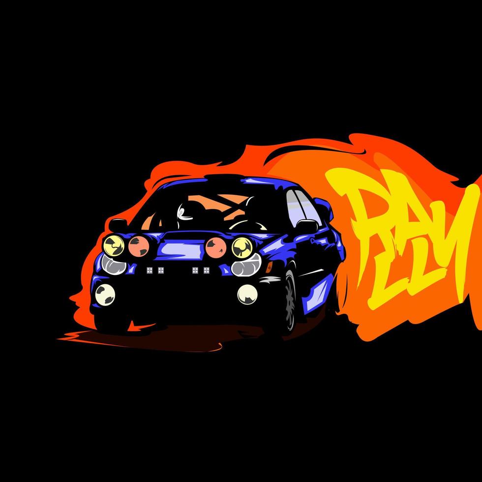 rally car and smoke illustration vector