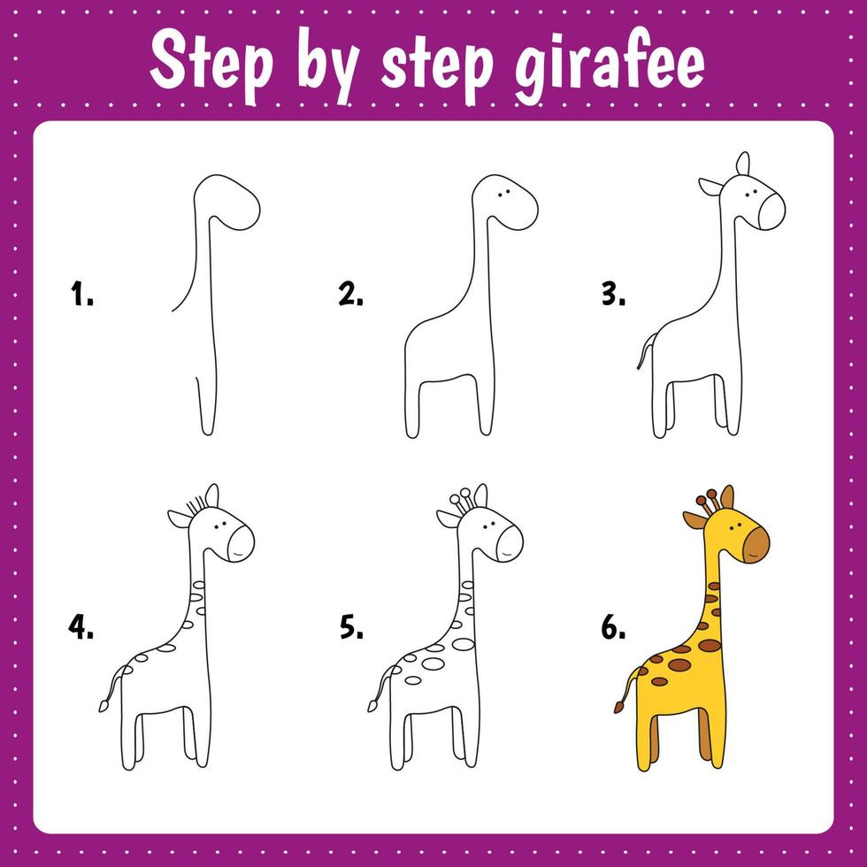 Drawing lesson for children. How to draw alligator. Drawing tutorial. Step by step repeats the picture. Kids activity art page for book. Vector illustration.
