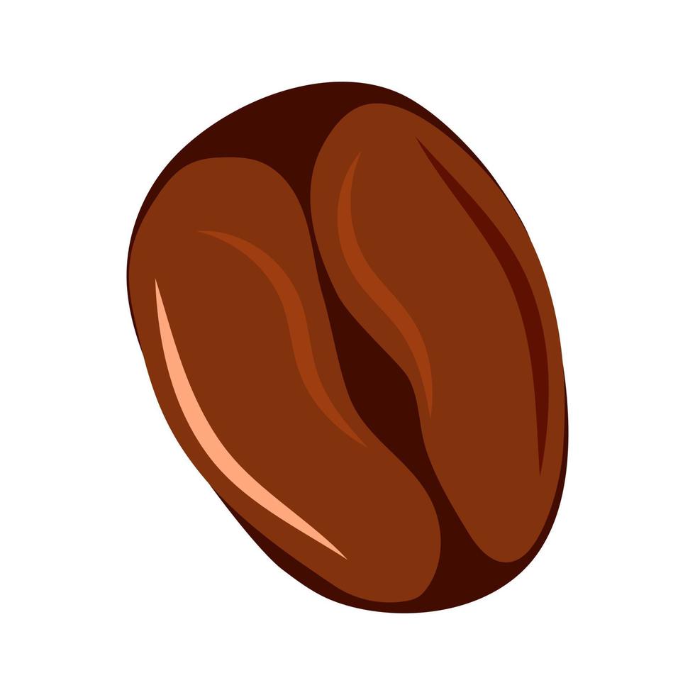 grano de café tostado aislado en un icono plano de vector blanco. forma de caricatura simple. dibujo de garabatos. bebida de espresso de grano marrón.