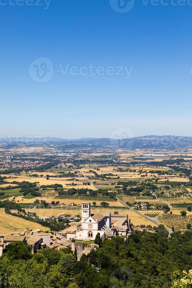 Assisi village in Umbria region, Italy. The town is famous for the most important Italian Basilica dedicated to St. Francis - San Francesco. photo