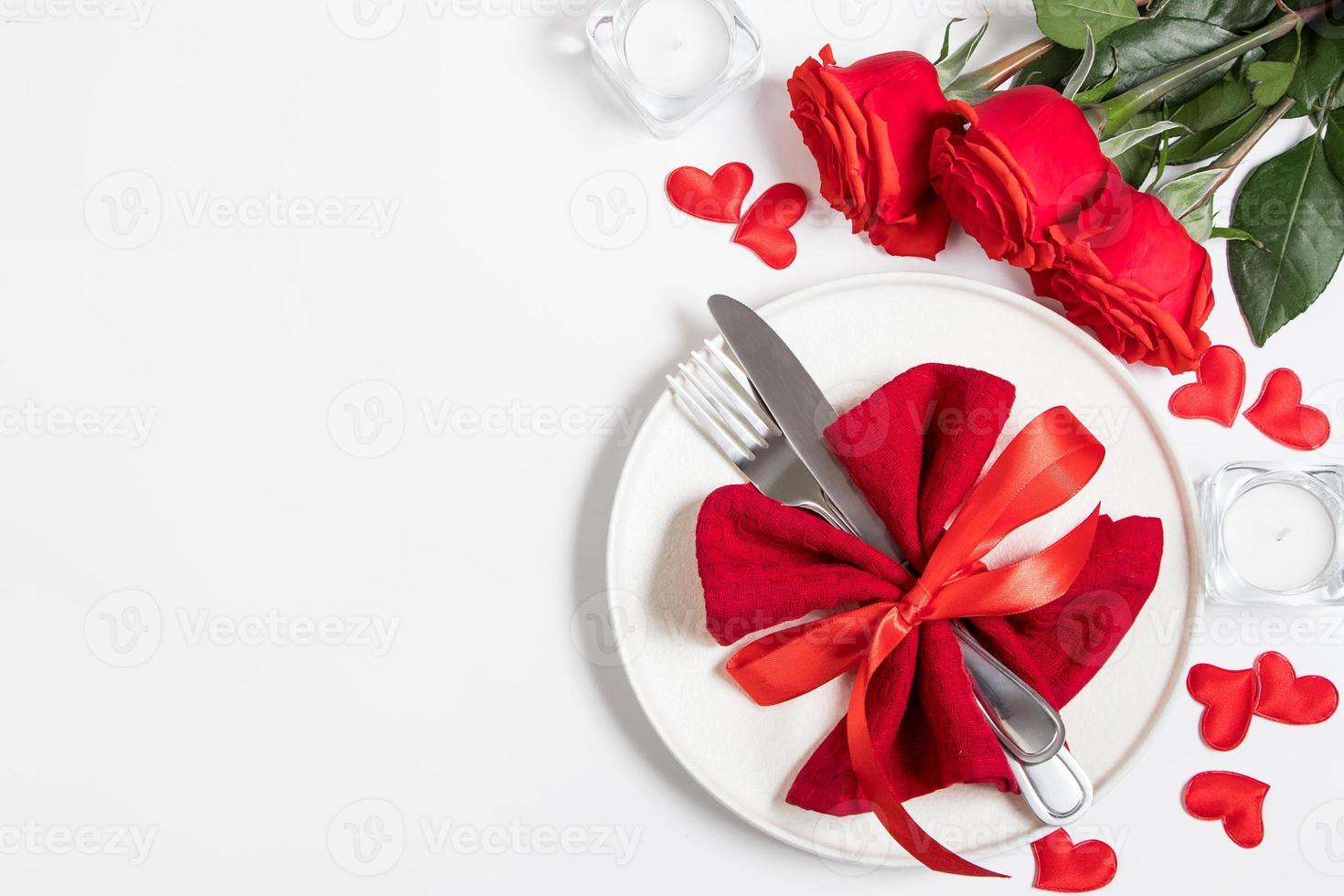 Table setting for valentine's day. photo